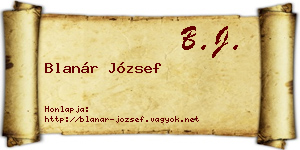 Blanár József névjegykártya